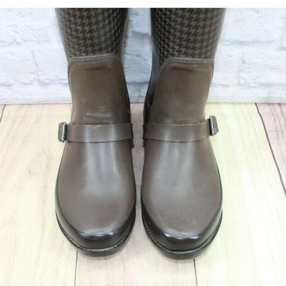 LL Bean Wellies Brown Black Rubber Waterproof Tall Rain Boots Size 8 M - Picture 5 of 12